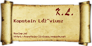Kopstein Líviusz névjegykártya